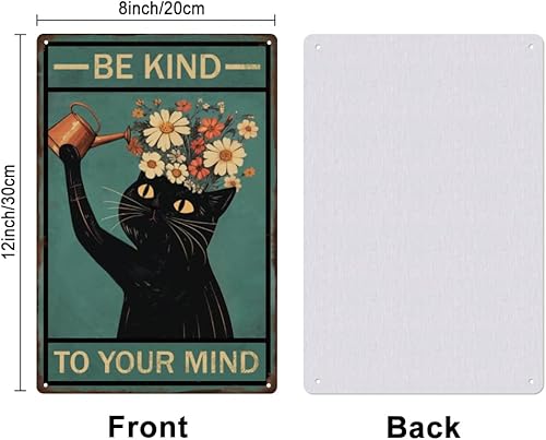 SUPERDANT Plaque Metal Vintage pour Chat Noir Soyez Gentil avec Votre Plaque Decorative Metal pour Chat Arrosage de Chat Plaque Murale Decorative Amusants Arts Muraux en Métal Deco Vintage - Nail Gallerys