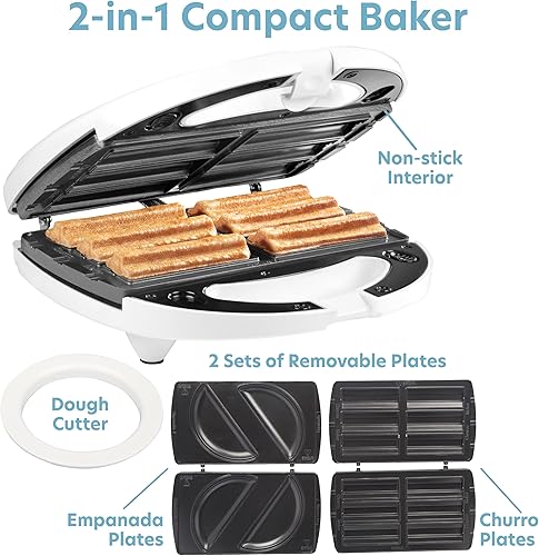 CucinaPro Machine à empanada et à churro - Cuisinière avec 4 plaques amovibles - Plus facile que la presse à empanada ou la presse à churro - Comprend un cercle de coupe de pâte pour mesurer - Nail Gallerys