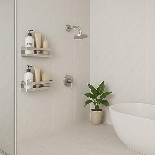 DOESS Panier de Douche - Caddy de Douche de Salle de Bain - Porte-shampooing - Panier de Douche sans perçage - Panier de Douche rectangulaire (Noir, 40 CM) - Nail Gallerys