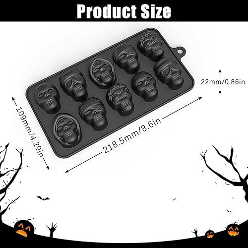 2 Pièces Moules À Chocolat Crâne, Moules À Glaçons Crâne en Silicone, Moules À Bonbons Crâne D'halloween, pour Glace Au Whisky Et Cocktails, Fabrication de Gâteaux, Moules Bonbons - Nail Gallerys