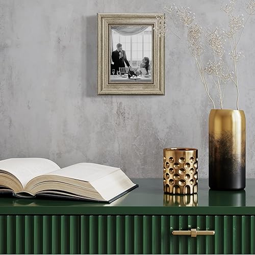 CABBEL Cadre photo 13 x 18 cm, argenté, style baroque, vintage, pour posters, photos et certificats, avec verre acrylique incassable, décoratif et élégant, parfait pour le salon, le bureau ou la - Nail Gallerys