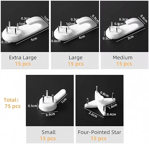 LIANRISES 75 Pièces Crochets De Support Murals, 5 Tailles, Sans Percer Non Trace, Pour Accrocher Des Tableaux,Idéai Pour Suspendre Un Cadre Photo, Miroirs,Une Horloge, Crochet Béton - Nail Gallerys