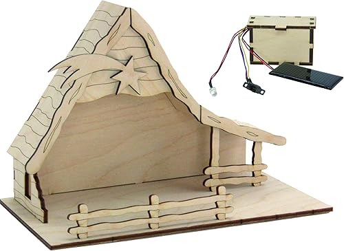 SOL-EXPERT group 44411 - Crèche de Noël Solaire Bethléem - en Bois Naturel - Nail Gallerys