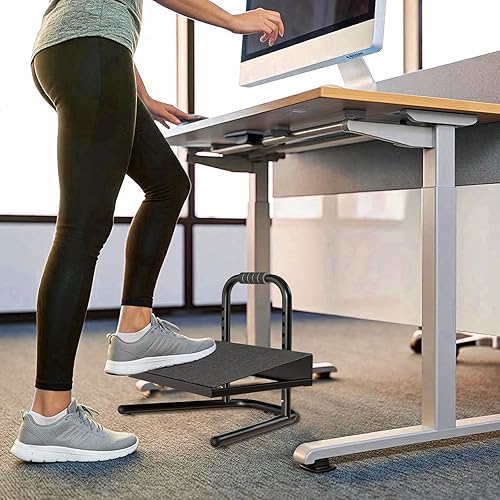 Repose-pieds Ergonomique de Bureau 6 Niveaux Réglables - Surface Anti-Dérapante et Structure en Acier Stable - Confort pour Position Assise ou Debout - Idéal pour Bureau et Télétravail - Noir - Nail Gallerys