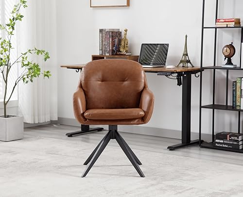 chairus Chaise de Bureau sans Roulette Fauteuil Pivotant Salon en Chenille Ergonomique Chaise Chambre avec Pieds en Métal (Beige) - Nail Gallerys