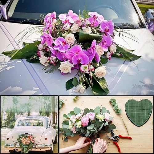 Plaque Mousse en Coeur, Mousse Florale pour Fleurs Fraîches avec Ventouse, Mousse Florale Humide avec Grille, pour Compositions Forales DIY, Mariage, Anniversaire - Nail Gallerys