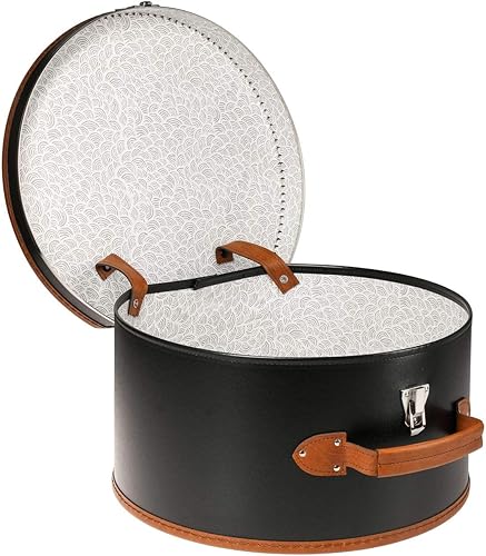Lierys étui à chapeau rond - différentes couleurs - 40 cm x 21 cm - boîte à chapeau avec imitation cuir - avec serrure - valise pour les chapeaux - également comme décoration pour l'appartement - Nail Gallerys