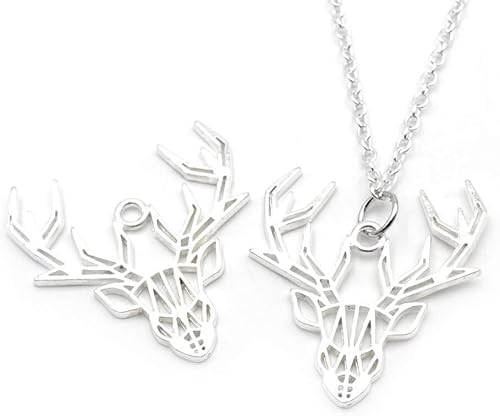 Vintage parts Lot de 2 pendentifs en forme de cerf style origami Argenté - Nail Gallerys