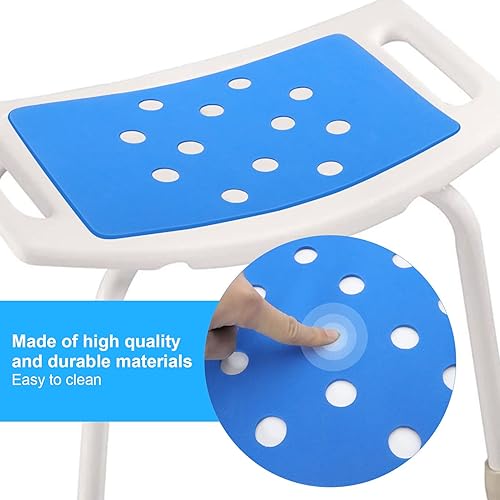 Coussin de Tabouret de Douche, Pâte de Coussin de Chaise de Douche Fixe Garder au Chaud Conception de Perforation EVA Couverture de Tabouret de Siège de Bain Portable Bleu, Tapis de Bain - Nail Gallerys