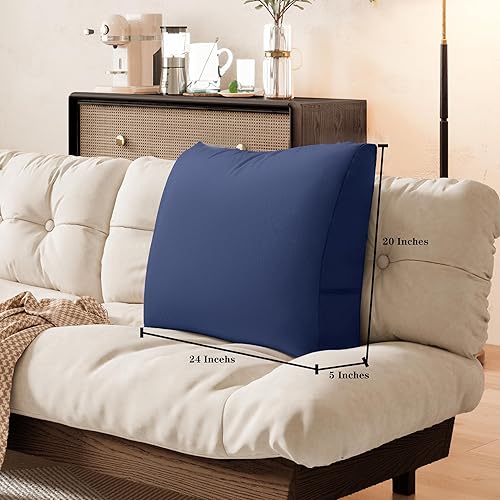 strusery Coussin de dossier pour lit - Coussin de lecture en forme de cale pour soutien du dos, coussin de lit confortable pour s'asseoir, velours amovible (bleu) - Nail Gallerys