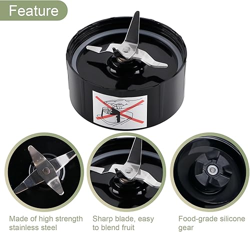 Equust Lot de 2 pièces de rechange pour mixeur à lame croisée Fonctionne avec les mélangeurs Magic Bullet 250 W Modèle MB1001 Series Noir - Nail Gallerys