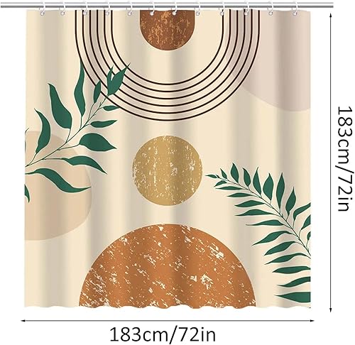 HNBFKD Rideaux de Salle de Bain Style Boho, imperméables, Modernes, Ensemble de Rideaux de Douche, Feuilles, Plantes Neutres, pour la décoration de la Maison 110x200cm/43x79in(WxH) - Nail Gallerys