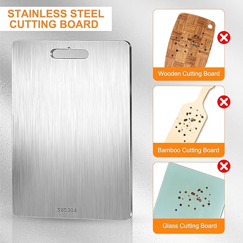 Planche à Découper en Acier Inoxydable 304, anti-moisissure sans BPA coupe-cuisine durable pour Viande Fromage Planches à Découper 39x28 cm Avec Chiffons de Nettoyage réutilisables à Double Couche - Nail Gallerys