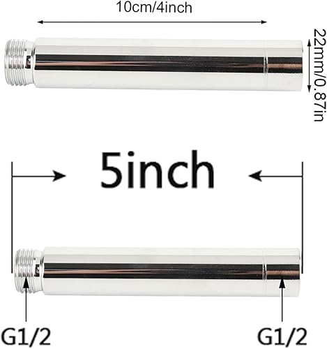 Bras d'extension de pomme de douche, extension de bras de douche, rallonge de pomme de douche, accessoire de salle de bain avec tube d'extension de douche rond en acier inoxydable, chrome - Nail Gallerys