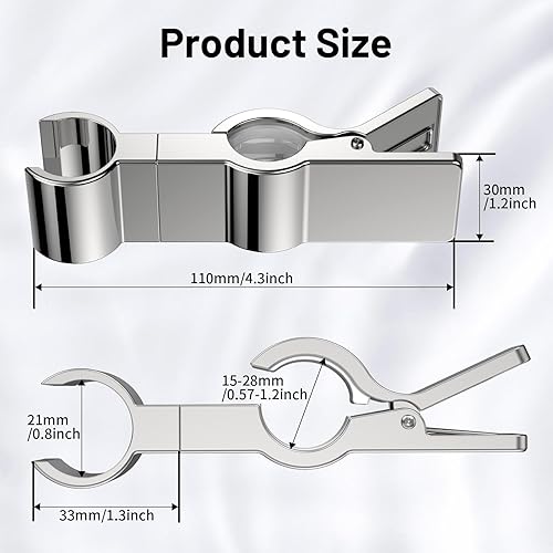 GlasFlength Support Pommeau de Douche, Support Douchette Relevable en Alliage de Zinc Support Douche à Main Remplaçable 15-28mm Support de Douche pour Baignoire Salle de Bain Sans Perçage (Argent) - Nail Gallerys