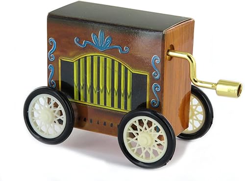 Boîte à musique / boîte musicale à manivelle en carton décoré en forme d'orgue de Barbarie avec mécanisme musical à manivelle de 18 notes (Réf: 6354502) - La valse de l'empereur (Johann Strauss) - Nail Gallerys