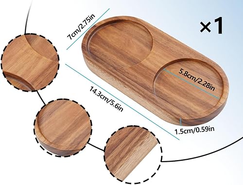 Lhbwhiz Plateau de Moulin à sel et à Poivre,dessous de Verre,Plateau en Bois,Plateau à Bougies,Support de Moulin,Support de Bouteille d'épices,Protecteur de Table à Manger(diamètre intérieur 5,8 cm) - Nail Gallerys
