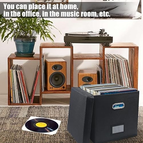 Easyhomie Boîte de rangement pour disques vinyles de 17,8 et 12', grande capacité pour jusqu'à 90 disques, pliable et portable (noir) - Nail Gallerys