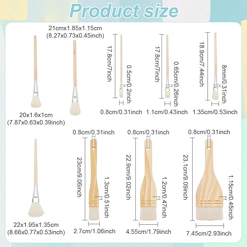 BENECREAT Ensemble de Pinceaux en Céramique 9 styles, Pinceaux à Glaçage pour Poterie, Pinceau D'Art en Laine de Différentes Formes avec Manche en Bois pour Artistes, Peinture en Céramique et Poterie - Nail Gallerys