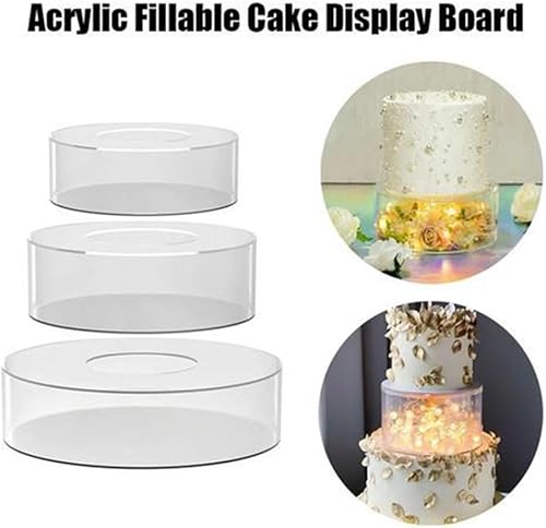 Myqqhbs Présentoir à gâteau en acrylique transparent, boîte à gâteau, remplissable, présentoir pour gâteau rond avec couvercle, boîte maîtresse décorative pour mariage A - Nail Gallerys