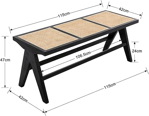 Ya-Home Banc en Rotin de Salle à Manger Banquette Entrée Banc en Bois, Jaune - Nail Gallerys
