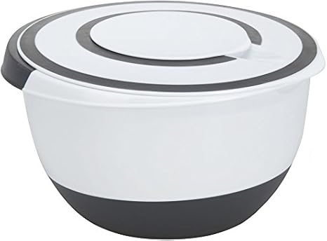 Bol mélangeur en plastique avec couvercle anti-éclaboussures – 5 l – Saladier avec ouverture pour mélanger – Bol avec fond antidérapant – Passe au lave-vaisselle - Nail Gallerys