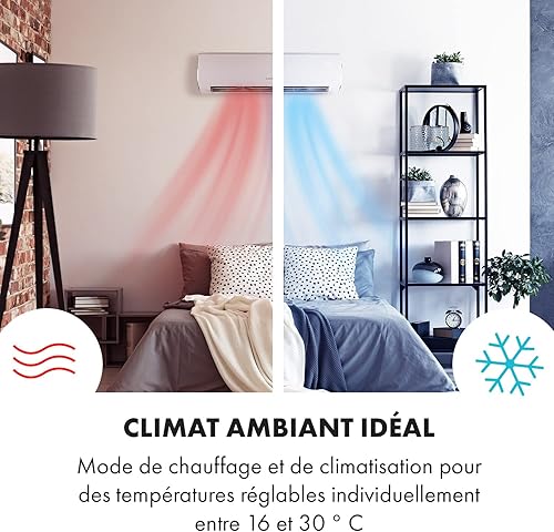 Klarstein Climatiseur, Chauffage, Refroidisseur, 5 Modes, 3 Modes Veille, écran LED, Clim Ultra Puissante 18000 BTU/h/5.2 kW, Ecran LED, Climatisation Réglables entre 16-30°C, Classe énergétique A - Nail Gallerys
