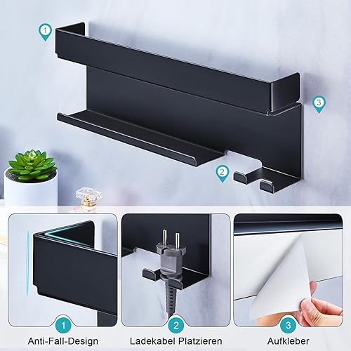 GGQ Support Seche Cheveux et Lisseur, Support Seche Cheveux Sans Percage, Porte Seche Cheveux Mural pour Rangement Accessoires Styler Curling Appareils, Porte Lisseur pour Salle de Bain, Noir - Nail Gallerys