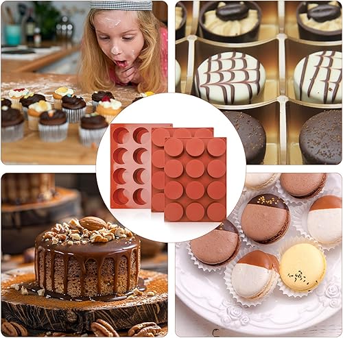 DAWRIS Lot de 3 moules à chocolat profond en silicone pour gâteau, mini cheesecake, moules à chocolat, moules à gâteau en silicone pour pâtisserie, moules ronds en silicone pour bonbons, gelée, gâteau - Nail Gallerys