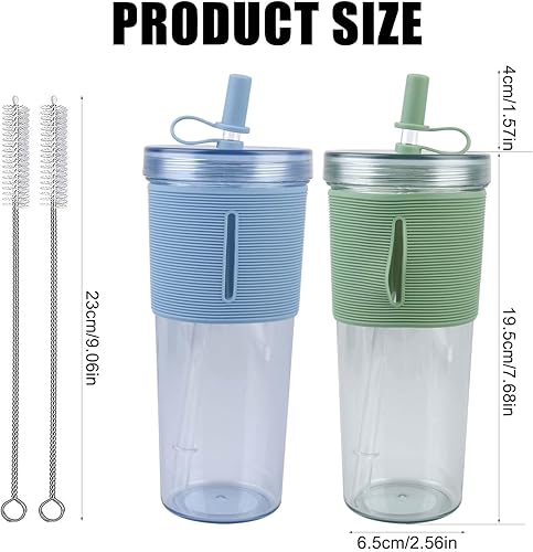 BAIFULAI Gobelets Avec Couvercle Et Paille: 2 Pièces Gobelets en Plastique ABS Antidérapant, Étanche pour la Mobilité, Idéal pour Café Et Jus (700ml, Vert+Blue) - Nail Gallerys