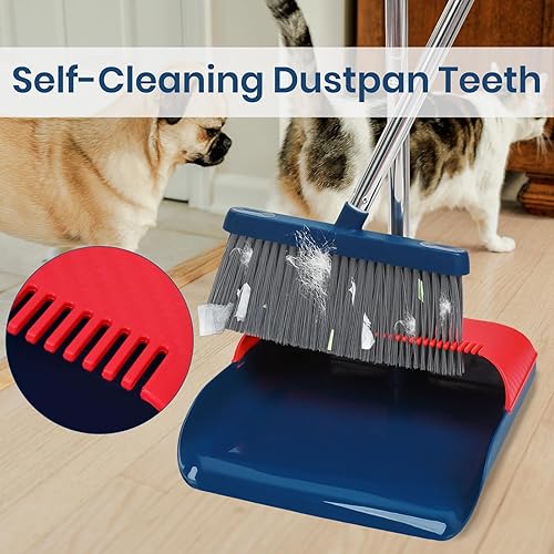 TreeLen Ensemble Balai Debout avec Pelle à Poussière, Balai avec Manche de 50” de Long, 20° Anglé pour Un Nettoyage Ergonomique à la Maison ou au Bureau, Blanc - Nail Gallerys