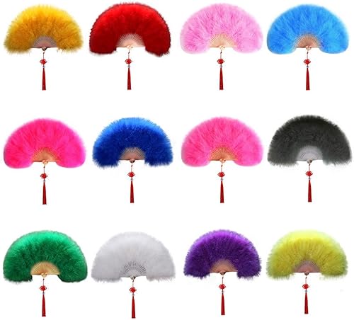 Uposao 1920s Éventail Plume, Éventail Pliant Vintage Éventail de Flapper Eventail Mariage Plume Folding Fan Ventilateur Pliant Accessoires pour Halloween Dansant Show Tea Party Costume Décoration - Nail Gallerys