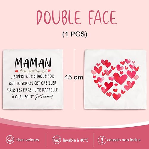 COLOFALLA Cadeau Maman Housse de Coussin pour Maman Taie Oreiller Motif Double Face Taie Décorative Cadeau pour Fête des Mères Anniversaire Noël 45 x 45 cm - Nail Gallerys