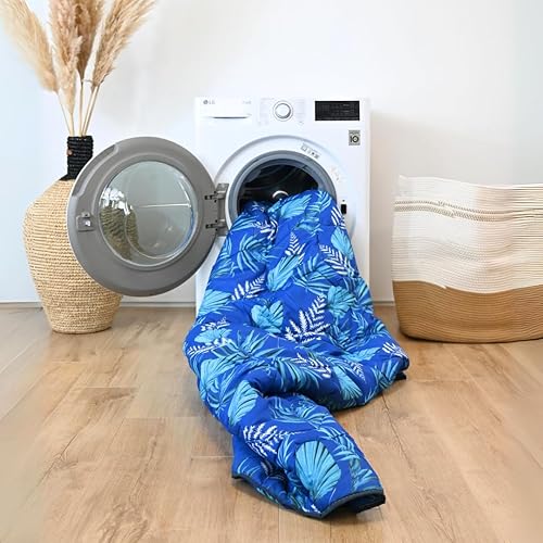 HappyBed - ['All-Year 260x220 - - Couette Lavable sans Housse - Couette imprimée sans Housse - Couette avec Impression - Couette ajustée - Feuilles Bleues - Nail Gallerys