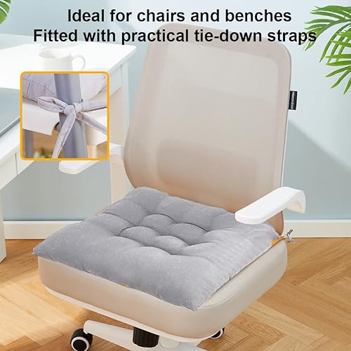 Umllpet Lot de 4 coussins de chaise - 40 x 40 cm - Gris - Pour l'intérieur et l'extérieur - Pour chaise de bureau - Nail Gallerys