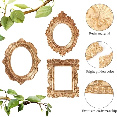 SZQIUNUBI Mini Cadre Photo 3 pièces Résine Ovale Cadre Photo de Mariage Antique Résine Cadre Photo Européen Peinture Cadres en Résine Bijoux Cadre D'affichage pour Photos pour Bureau À Domicile - Nail Gallerys