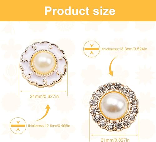 LINTRA 30 Pièces Bouton Nacre, Strass Imitation Vintage Rond hat Buttons, Diamètre 21mm Boutons Coudre, 2 Modèles, pour L'artisanat DIY, les Vêtements - Nail Gallerys