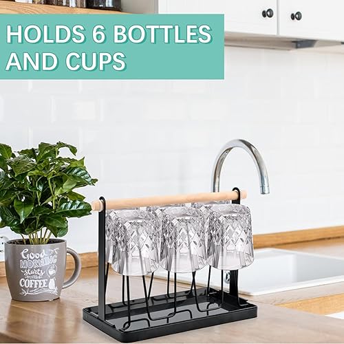 MINISOISO Egouttoir Bouteille, Porte-Égouttoir avec 6 Étagères Bouteille en Métal, Égouttoir Bouteille pour Cuisine avec Tapis de Drainage Amovible pour Gobelet, Biberons, Tasses à Café - Nail Gallerys