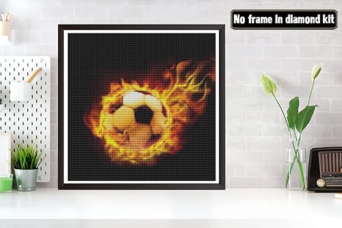 Bimkole 5D Diamond Painting DIY Kits Football De Feu,Broderie Diamant Kits De Broderie Au Point De Croix Strass Rond Résine Peinture Décor à La Maison 30x30cm - Nail Gallerys