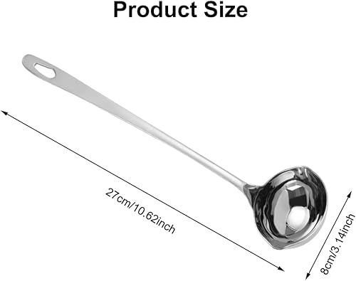 WAVATA Louche à soupe en acier inoxydable 201 avec bec verseur, cuillère à long manche pour servir et servir des soupes et des ragoûts - Nail Gallerys