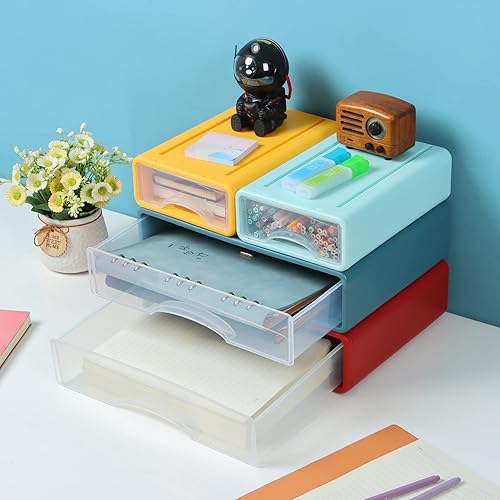 OSteed Tiroirs de bureau en plastique, boîte de rangement empilable pour bureau, école et maison (1 grand tiroir, blanc) - Nail Gallerys