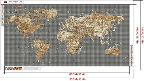 DCIDBEI 85x45CM DIY Broderie Diamant 5D Or Noir, Diamond Painting Carte du Monde Peinture par numéro Paysage, Cristal Chambre Bain Mur Autocollant Décor Loisirs Créatifs - Nail Gallerys