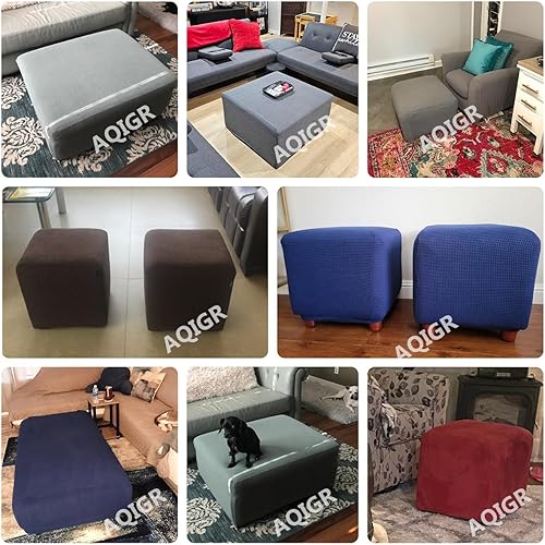 Housse de Pouf Carré 35x35/40x40/45x45/65x65/100x100 Extensible Ottomane Cover Housses de Repose-Pieds en Doux pour protéger Le Repose-Pieds, Housse de Pouf avec Fond élastique ( Color : #18 , Size - Nail Gallerys