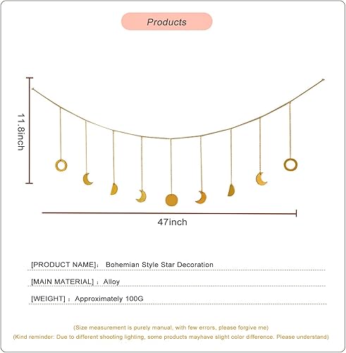 FLOTRUTE Guirlande Phase de Lune, 120cm Décoration Murale Phase de la Lune, Phase de la Lune Deco, Décoration Murale Ramadan pour Chambre Maison Salon, 9 Lunes - Nail Gallerys