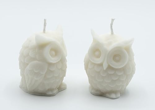 Bougie en forme de chouette faite à la main - Bougie en cire naturelle avec ficelle de coton - Parfaite pour un cadeau ou une décoration d'intérieur - Nail Gallerys