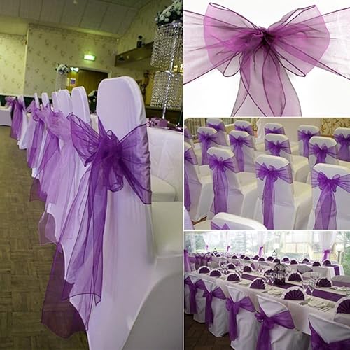 Anawakia Lot de 25 nœuds de chaise en organza - Pour mariage, banquet, fête d'anniversaire - Marron - Nail Gallerys