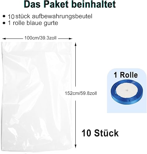 Lot de 10 sacs de rangement extra larges en plastique transparent - 100 x 152 cm - Sacs de rangement géants réutilisables pour bagages, grands animaux en peluche, vêtements - Nail Gallerys