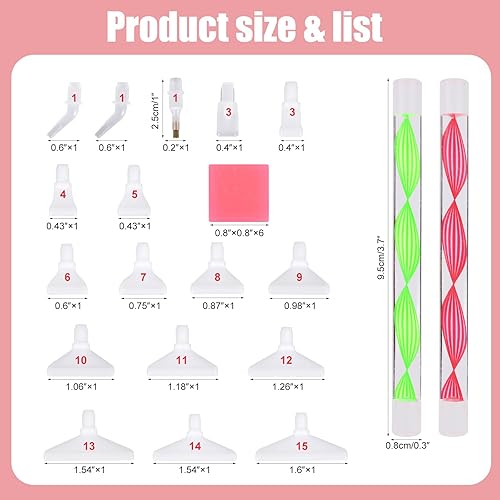 SAVITA 25pcs Outils de Peinture Diamant 5D, Diamant Painting Accessoire Stylo de Peinture Prise en Main Confortable Ergonomique Stylo Diamant Paintingt (Rouge, Vert) - Nail Gallerys