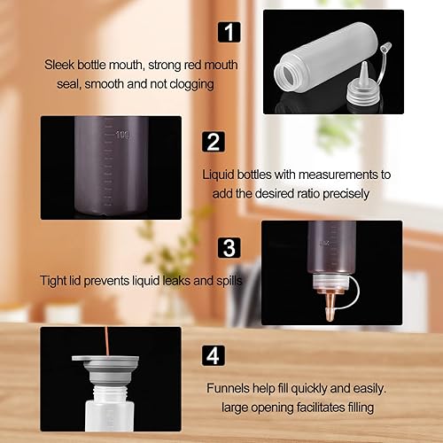 FDGAUCA Bouteilles en Plastique Pour Sauce,10 Bouteilles de 250 ml Pour Sauce Soja Avec Couvercles,Livrées Avec Leur Propre Entonnoir et Papier Adhésif,Pour Ketchup,Vinaigre et Huile d'Olive - Nail Gallerys