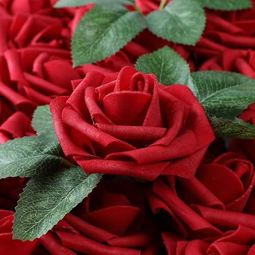 60 pcs Roses Artificielles Fleurs Réelles À La Recherche De Faux Roses Mousse Artificielle Roses Décoration DIY pour Bouquets De Mariage Centres De Table, Arrangements Décorations De Fête (Rouge) - Nail Gallerys